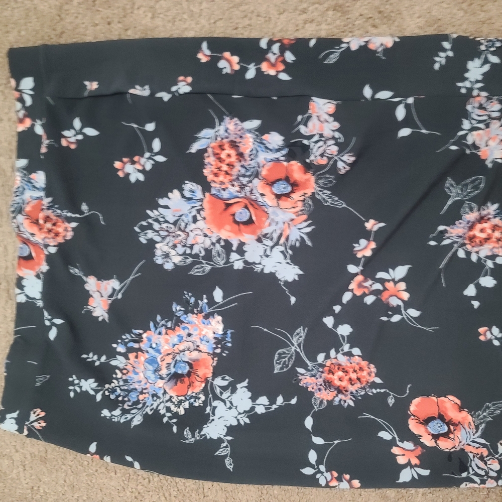 Floral Women's Skirt - Black and Orange